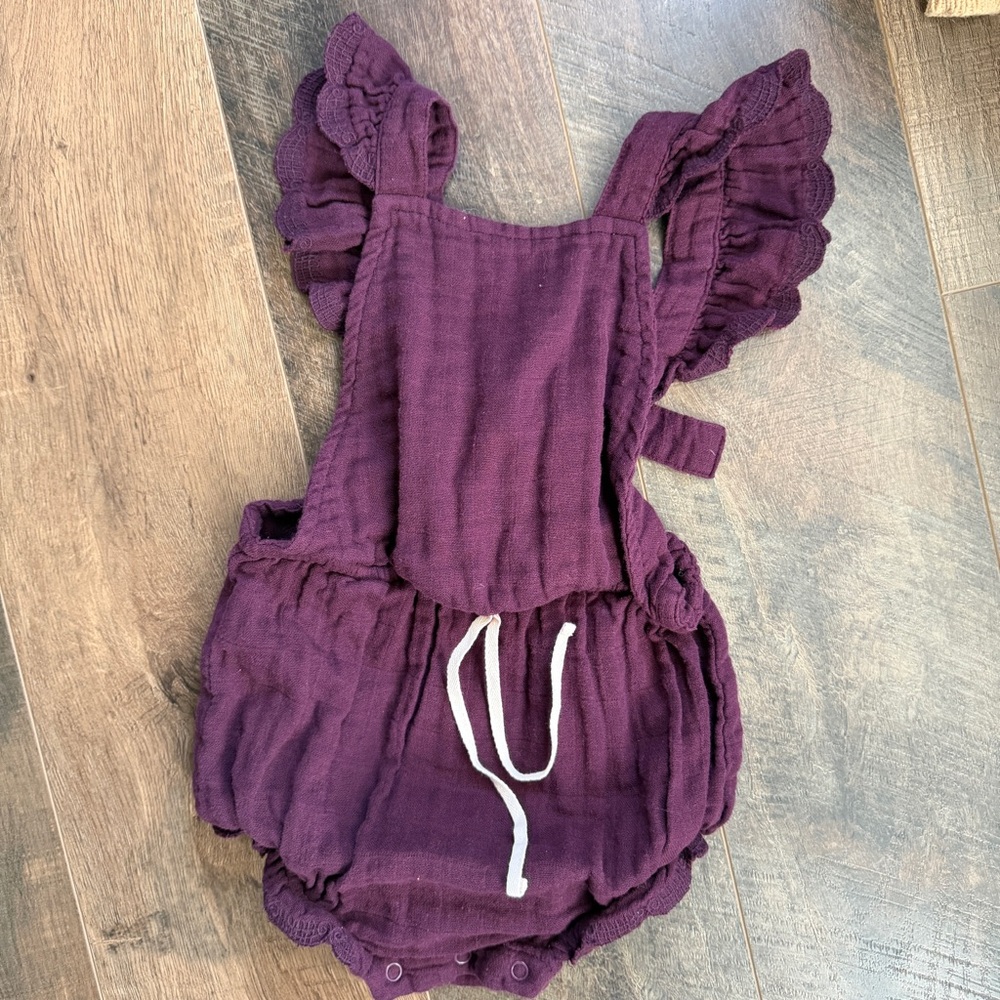 Jamie Kay Deep Plum Ruffle Muslin One-Piece